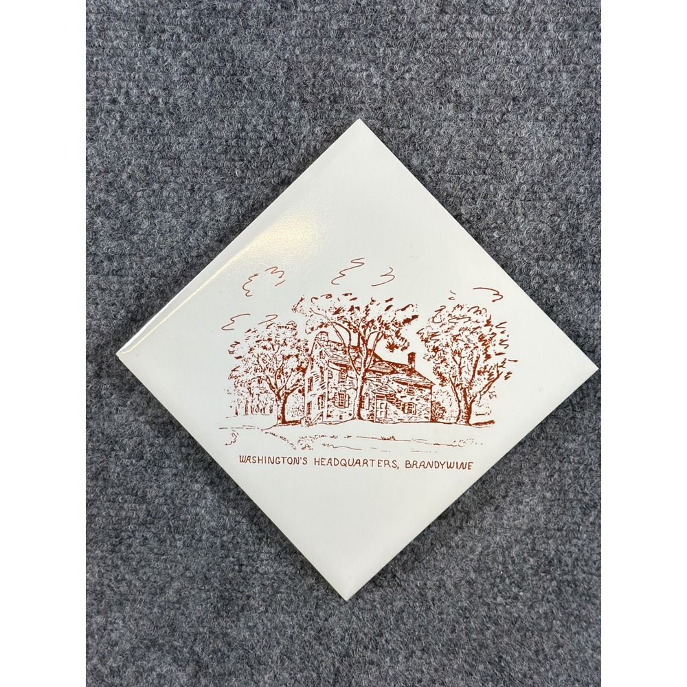 Vintage Griffin Pottery Washingtons Headquarters Brandywine Decorative Tile 6in
